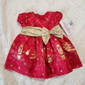 Bonnie Baby Holiday Christmas Nutcracker Dress, Red & Gold, Size 6-9M, NWT!